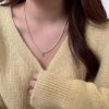 LOVE Letter Oval Pendant Rice Grain Necklace Clavicle Chain