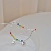 925 Silver Plated Rainbow Smile Beaded Bracelet Ladies Jewelry