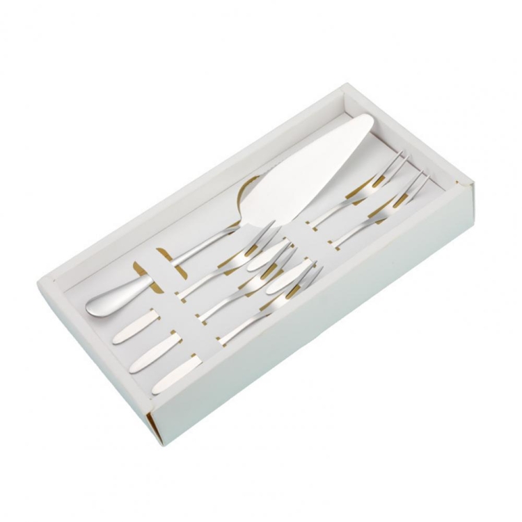 6pcs/set Stainless Steel Cake Knife And Fork Set