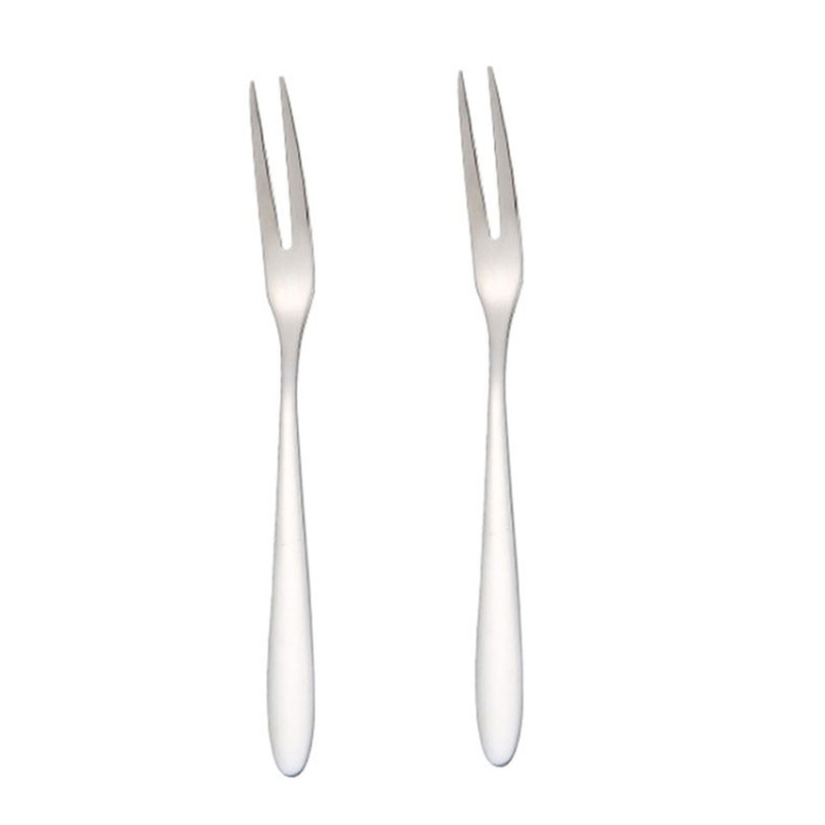 2pcs 304 Stainless Steel Fruit Cake Fork Plating Titanium Tableware