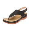 PU Leather Flip Flop Sandals Roman Style Adjustable Strap Sandals