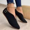 V-mouth Buckle Casual Suede Breathable Flat Shoes