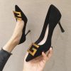 Women Suede High Heels Stiletto Pointed Toe Work Shoes Professional Etiquette Shoes