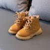 Children Martin Boots Padded Warm Leather Boots Simple Cotton Shoes