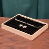Solid Wooden Velvet Jewelry Display Tray Ring Earring Bracelet Storage And Organization Box