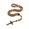 Wooden Beads Handmade Wire Vintage Cross Necklace
