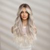 Big Wavy Women with Middle Parted Bangs Gradient Long Curly Hair Chemical Fiber Wig