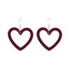 S925 Sterling Silver Velvet Burgundy Love Heart Earrings