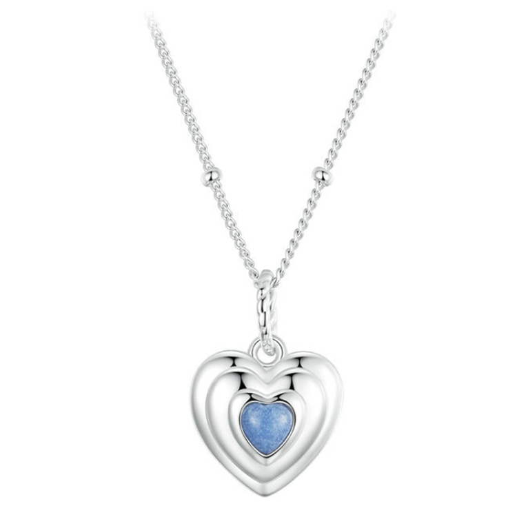 S925 Sterling Silver Platinum Plated Luminous Love Heart Necklace