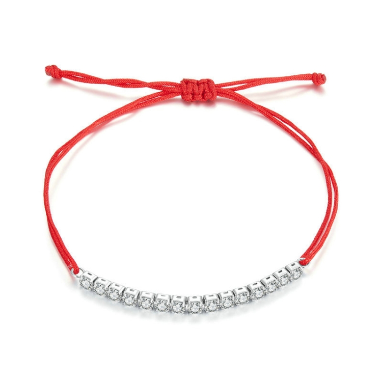 S925 Sterling Silver Zircon Lucky Braided Adjustable Bracelet