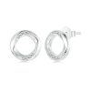 S925 Sterling Silver Platinum Plated Lucky Mobius Ring Stud Earrings