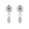 S925 Sterling Silver Sparkling White Gold Plated Zircon Tassel Stud Earrings