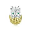 S925 Sterling Silver Gold-plated New Year Zodiac Cute Dragon Egg DIY Beads