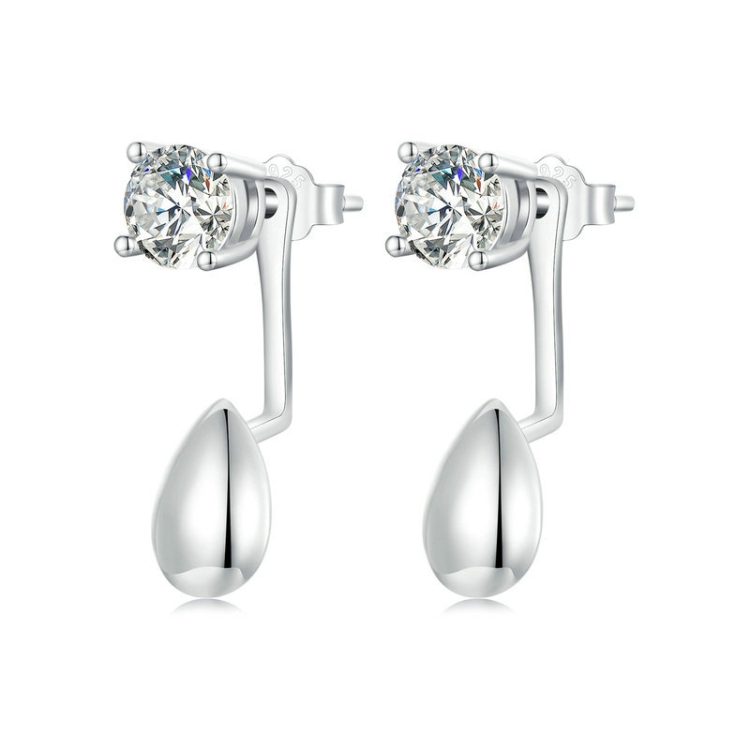 S925 Sterling Silver Platinum-plated Drop-shaped Women Earrings