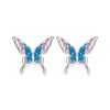 S925 Sterling Silver Platinum Plated Gradient Butterfly Earrings