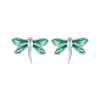 S925 Sterling Silver Platinum Plated Animal Dragonfly Earrings