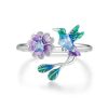 S925 Sterling Silver Bird Flower Opening Adjustable Ring