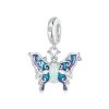 S925 Sterling Silver Platinum Plated Luminous Colorful Butterfly DIY Pendant