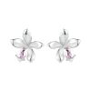 S925 Sterling Silver Platinum Plated Flower Earrings For Women