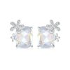 S925 Sterling Silver Platinum-plated Dream Flower Large Main Stone Earrings
