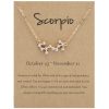 12 Zodiac Signs With Diamonds Necklace Card Rhinestones Collarbone Chain Pendant