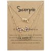 3 In 1 12 Zodiac Signs Necklace Set Retro Alphabet Symbols With Diamonds Jewelry Set