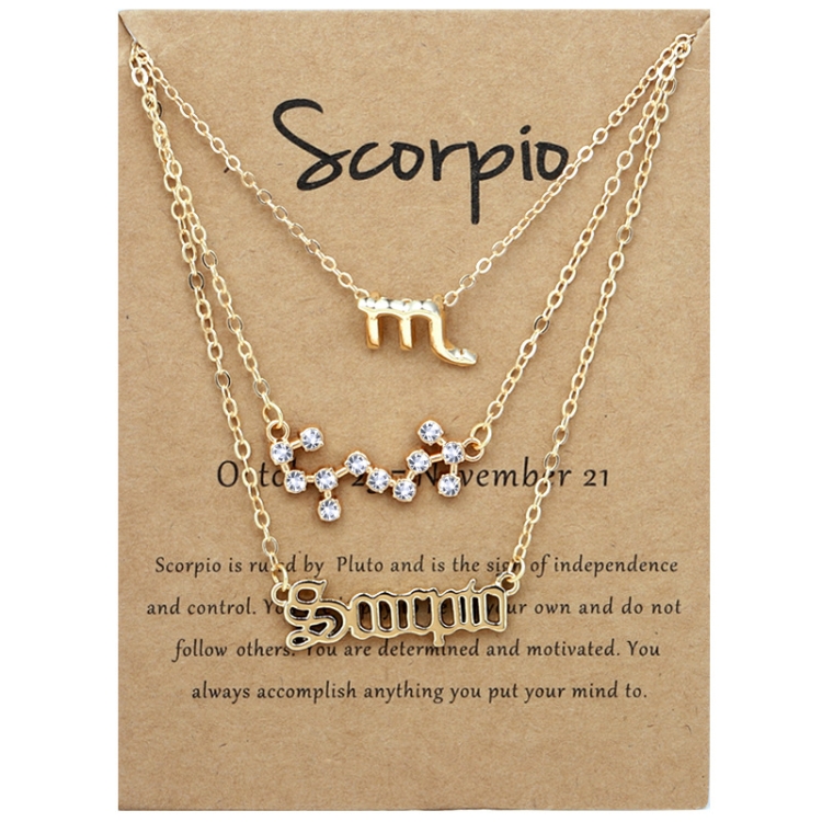 3 In 1 12 Zodiac Signs Necklace Set Retro Alphabet Symbols With Diamonds Jewelry Set