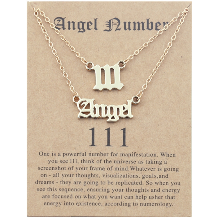 2 In 1 Angel Lucky Numbers Layered Necklace Set Women Collarbone Chain Jewelry