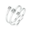 S925 Sterling Silver White Gold Plated Sparkling Zircon Wrap Open Adjustable Ring
