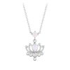S925 Sterling Silver Platinum Plated Lotus Flower Necklace for Women