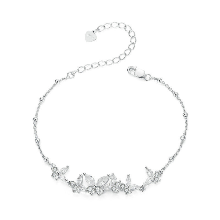 S925 Sterling Silver Platinum-plated Butterfly Flying Stitching Bracelet