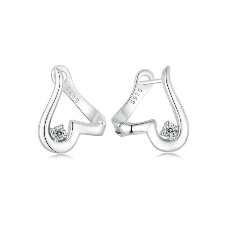 S925 Sterling Silver Platinum Plated Valentine Day Love Irregular Earrings
