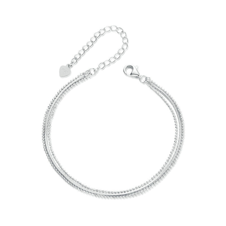 S925 Sterling Silver Platinum-plated Women Three-layer Thin Bracelet