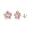 S925 Sterling Silver Platinum-plated Romantic Gradient Cherry Blossom Earrings