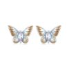 S925 Sterling Silver Platinum Plated Gradient Enamel Butterfly Earrings