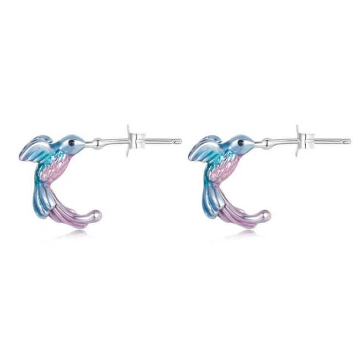 S925 Sterling Silver Platinum Plated Gradient Kingfisher Earrings