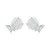 S925 Sterling Silver Platinum Plated Crystal Rose Butterfly Light Color Changing Earrings
