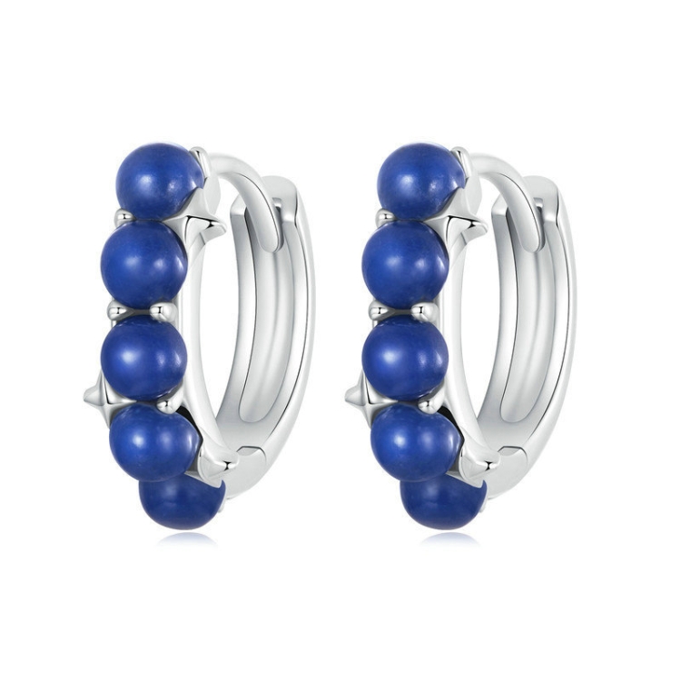 S925 Sterling Silver Platinum Plated Blue Daily Earrings