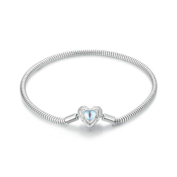 S925 Sterling Silver Plated White Gold Heart DIY Basic Bracelet
