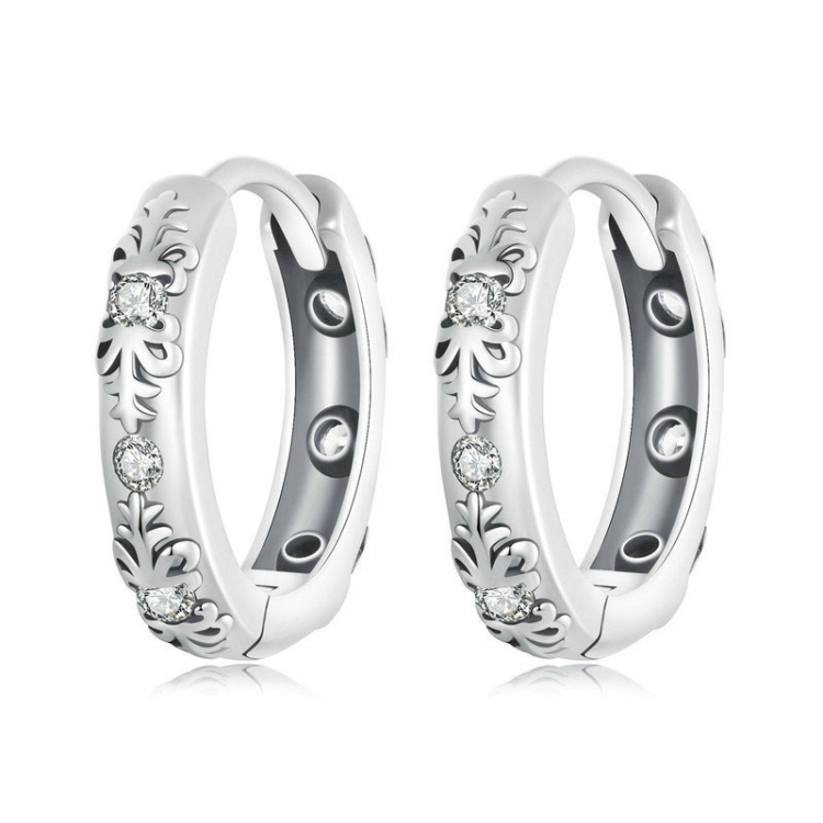 S925 Sterling Silver Retro Pattern Women Earrings