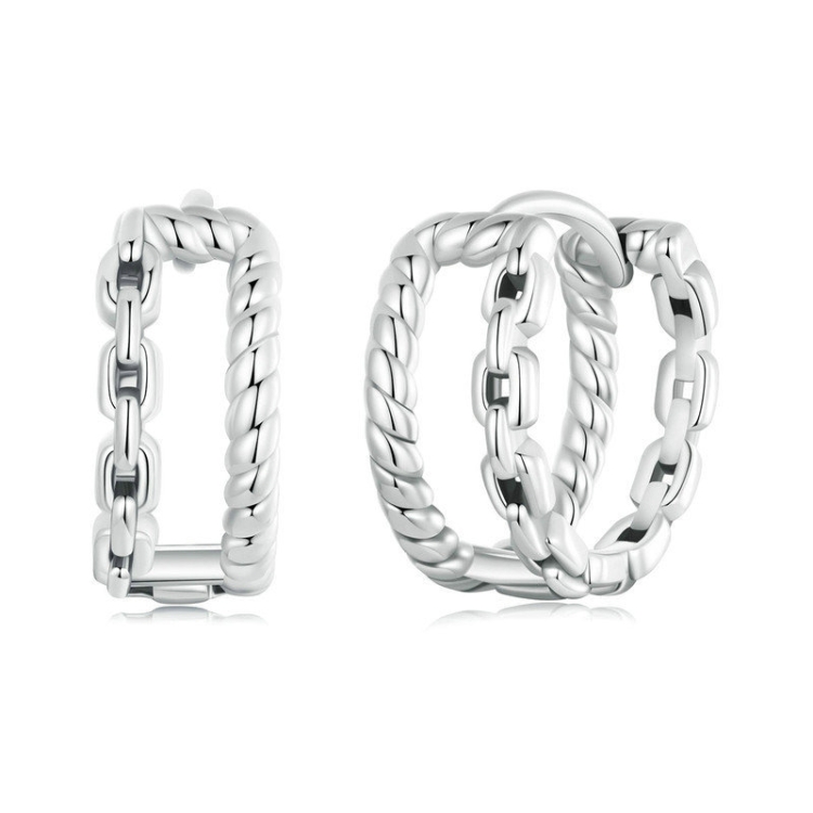 S925 Sterling Silver Vintage Thread Double Layer Earrings