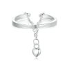 S925 Sterling Silver Love Chain Open Adjustable Ring
