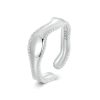 S925 Sterling Silver Electroplated Wave Opening Adjustable Ring