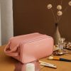 U-shaped Opening PU Leather Travel Cosmetic Bag Large Capacity Toiletries Storage Bag
