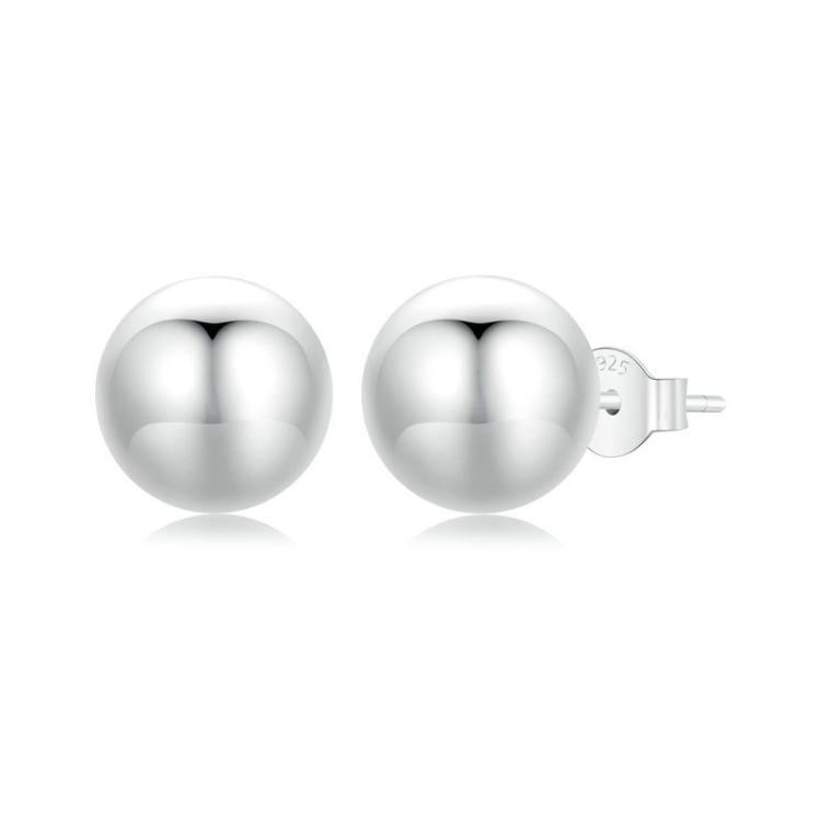 S925 Sterling Silver Platinum Plated Spherical Women Earrings