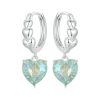 S925 Sterling Silver Blue Green Ice Zirconium Heart Shaped Women Earrings