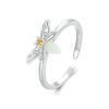S925 Platinum-plated Sterling Silver Luminous Bee Open Adjustable Ring