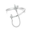 S925 Platinum-plated Sterling Silver Star Tassel Open Adjustable Ring