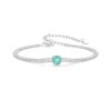 S925 Sterling Silver Ice Flower Transparent Blue-green Zircon Bracelet