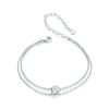 S925 Sterling Silver Platinum Plated Moissanite Double Layer Bracelet
